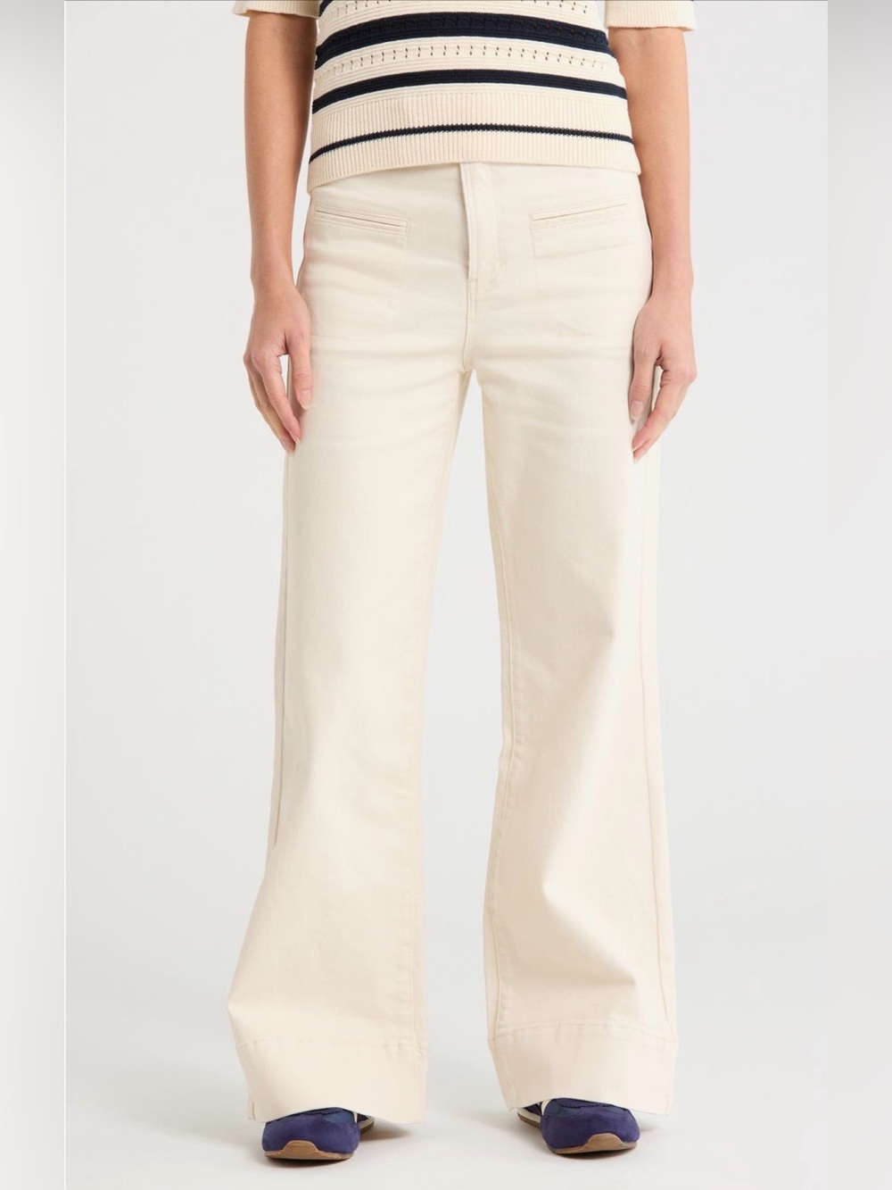 Habitual Cream Cotton Wide-Leg Jeans